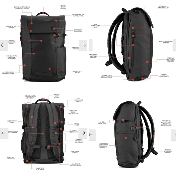 BOUNDARY SUPPLY Land Water Rock ERRANT BACKPACK Black Retail $239 - Picture 2 of 13